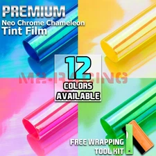 *Extra Wide* Chameleon Neo Chrome Headlight Taillight Fog Lights Vinyl Tint Film