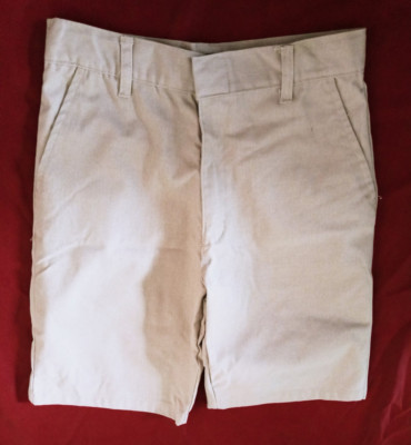 U.S. POLO ASSN. sz 14 Boy Khaki 4 Pocket Adjustable Waist Shorts H&E/Zip Front