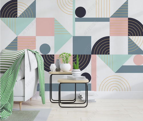 3D Simple Art Geometry Colorful Self-adhesive Removeable Wallpaper Wall Mural - Picture 3 of 9