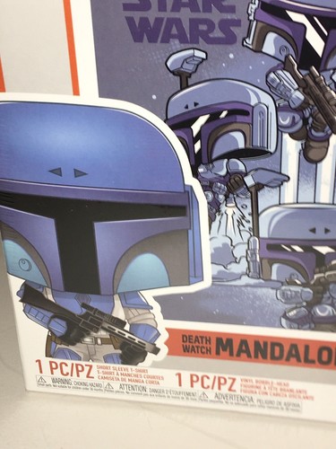 Death Watch No Stripe Star Wars Mandalorian Funko Pop & XL T-Shirt GameStop New - Picture 4 of 11