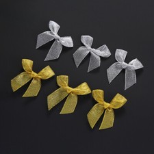 200pcs Gold Silver Ribbon Bow 7cm Bowknot Gift Box Packaing Decoration DIY Cute