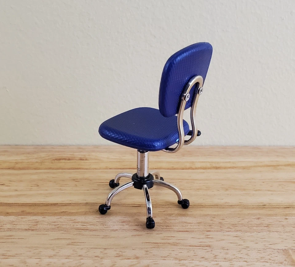 Dollhouse Office Chair Modern Desk Purple/Blue 1:12 Scale Miniature Furniture - Image 2 of 4