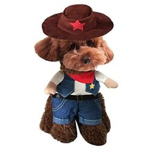 Cowboy Dog Costume with Hat Dog Clothes Halloween Costumes for Cat and Small ...