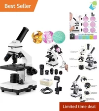 High-Power Compound Microscope for Education & Exploration - 15 Slides Included