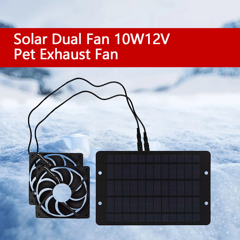 Solar Powered Fan 12V 10W Waterproof Dual Exhaust Fan For