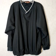 Harriton Windbreaker Mens Size Large Navy Blue Shell Lined Pockets Pullover