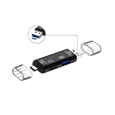 5-in-1 USB 3.0 Typ-C, MicroSD / TF Kartenleser, OTG Adapter iPhone 15 / Android