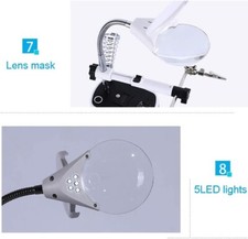 Lente di Ingrandimento a 2 Pinze a LED da Tavolo Supporto Saldatore Stagno - Miniatura 1