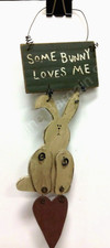 Rustic Some Bunny Loves Me hanging sign country door wall decor Easter ornament