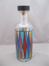 NEW HAND PAINTED DIAMOND/TRIANGLE DESIGN GLASS BOTTLE STAIN GLASS LAMP
