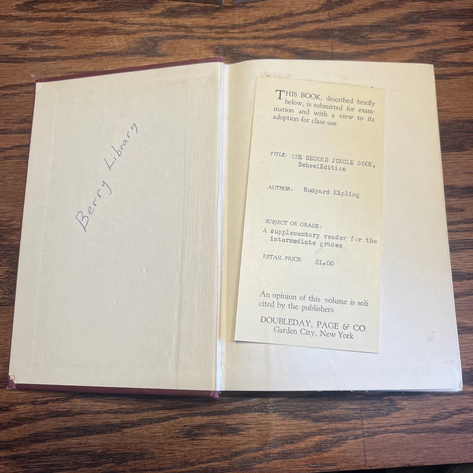 The Second Jungle Book Rudyard Kipling 1925 Doubleday School Edition - Image 2 of 4