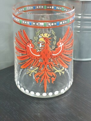 alte schöne Glastasse für Tee und Bier mit deutschem Wappen