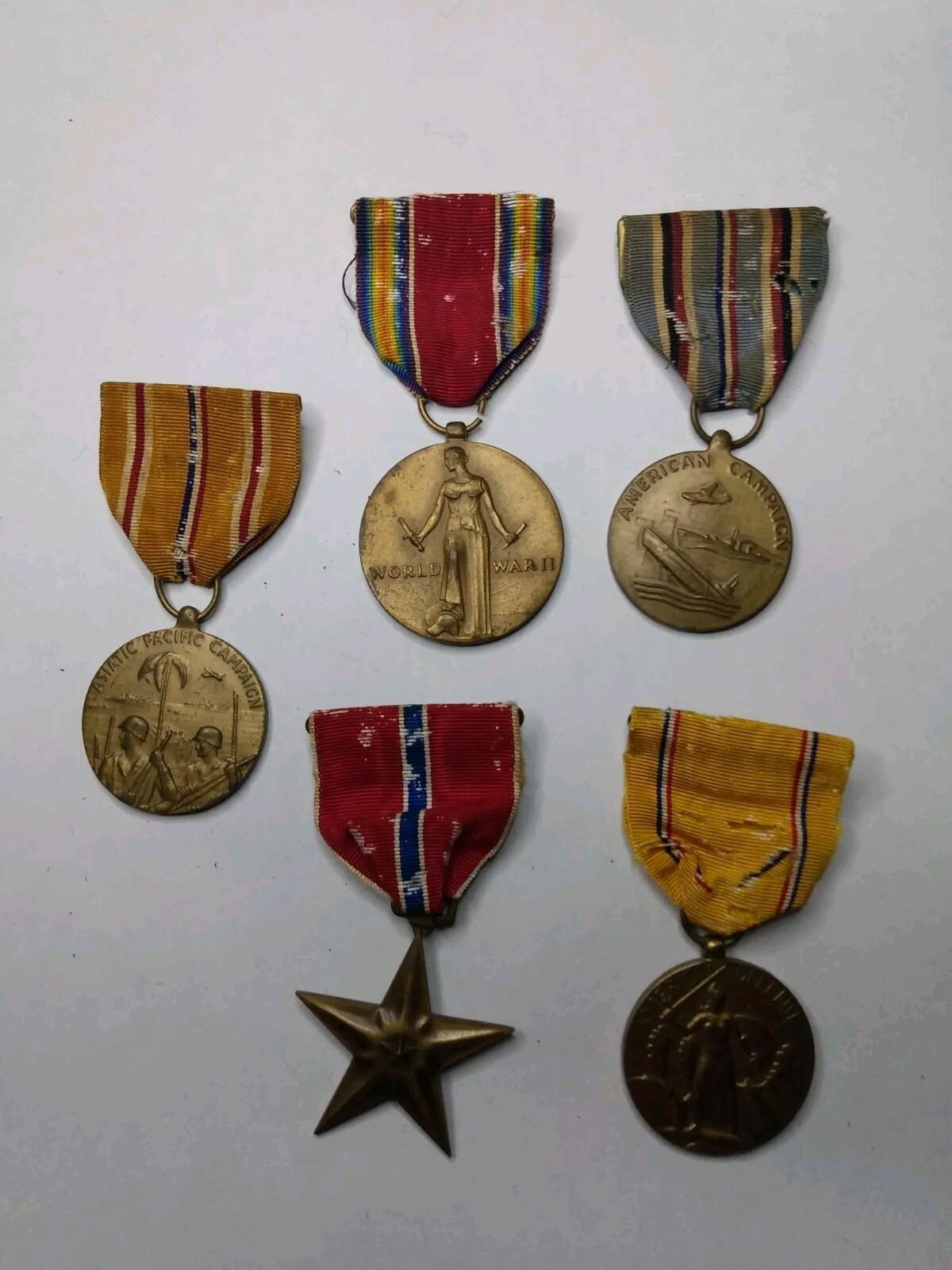 Original WW2 Army Bronze Star & Campaign Medal Lot No Reserve Auction