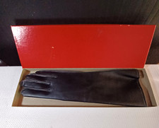Vintage Ladies One Size Vinyl 13  Long Black Gloves. MADE IN JAPAN.