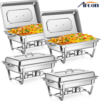 Chafing Dish Buffet Set 4 Pack 13.7 QT Stainless Steel Chafer for Catering