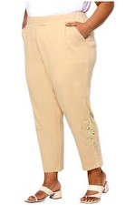 LOGO Life by Lori Goldstein Women's Knit Pull On Pant Pale Khaki