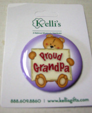 Proud Grandpa Birth Announcement Button Pin, 2" x 2", Pin Back, Brand New