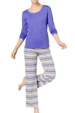 New Jenni by Jennifer Moore Knit Top & Pants Pajama Set, Sleepy Stripe, Small