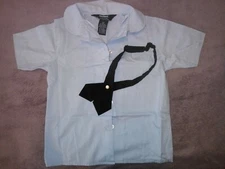 School Uniform Girls Size 6X Peter Pan Collar Light Blue Blouse w/ Bow Tie