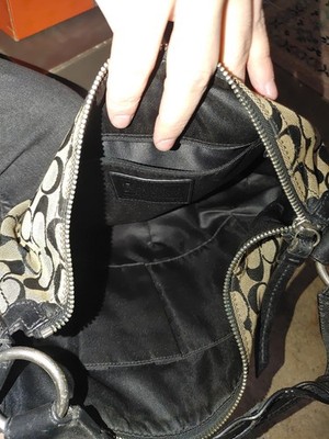 Coach - Black Leather Silver Braid Trim Tote Bag AUTHENTIC COACH BLACK LEATHER/SILVER TRIMMED PURSE main image 1