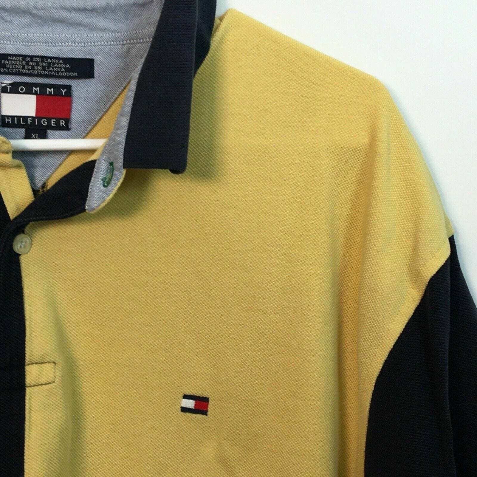 Tommy Hilfiger Men's Colorblock Golf Polo Shirt Yellow Blue Size XL image 6