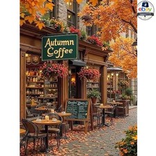 Diamond Painting Kit 12x16in Autumn Coffee 5D DIY Gem Art Canvas Adults