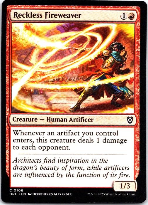 Reckless Fireweaver 106 Common Commander: Aetherdrift Magic: The Gathering NM