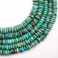 Natural Turquoise Slice Discs Beads   6mm Green Heishi Strand 16"