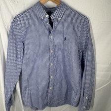 Polo Ralph Lauren Youth/Boys Blue Plaid Check Size XL 18/20 Long Sleeve Shirt