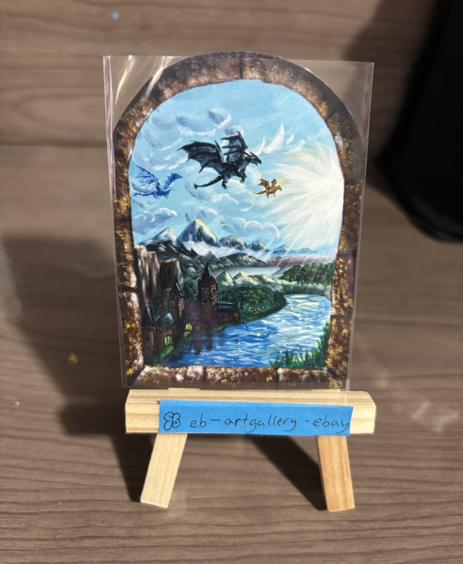 ACEO Limited Print of Fourth Wing Basgiath Painting Fantasy Dragon Art