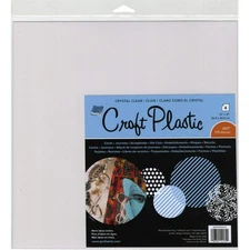 4 Pkg 12x12 Craft Plastic Sheets, Clear, .007, Stencils, Covers, DIY, Art