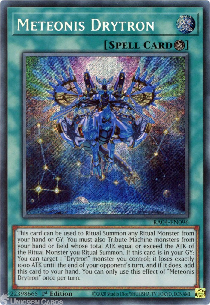 RA04-EN096 Meteonis Drytron : Secret Rare 1st Edition Mint YuGiOh Card