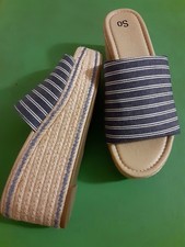 Womens Espadrille Wedge Slides 7.5 Boyseberry Blue 3in heel Excellent