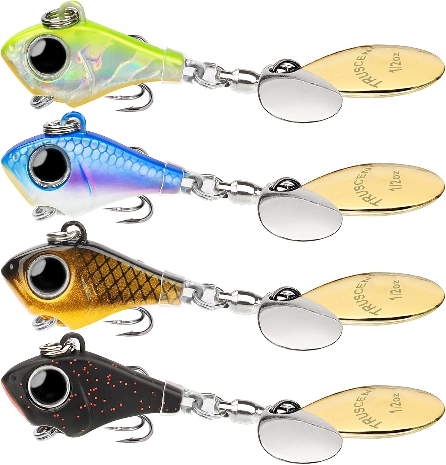 Ice Fishing Lures - 4-Piece Durable Metal Spinners with BKK Treble Hooks - Image 3