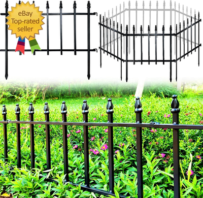 #ad Metal Decorative Garden Fence 22quot; Wide X 18quot; High 5 Panels Total Length 9.17 $60.16