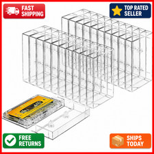 100Pcs Audio Cassette Storage Cases, Clear Plastic Cassette Tape Cases Stackable