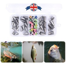 64Pcs/Box Fishing Texas Rig Tackle Portable Fishing Sinker Weights Kit Reusable