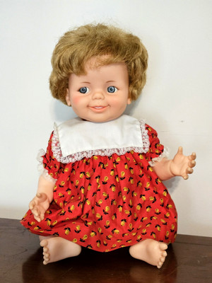 Vintage Baby Giggles Doll By IDEAL  1968 Flirty Eyes Blonde Hair