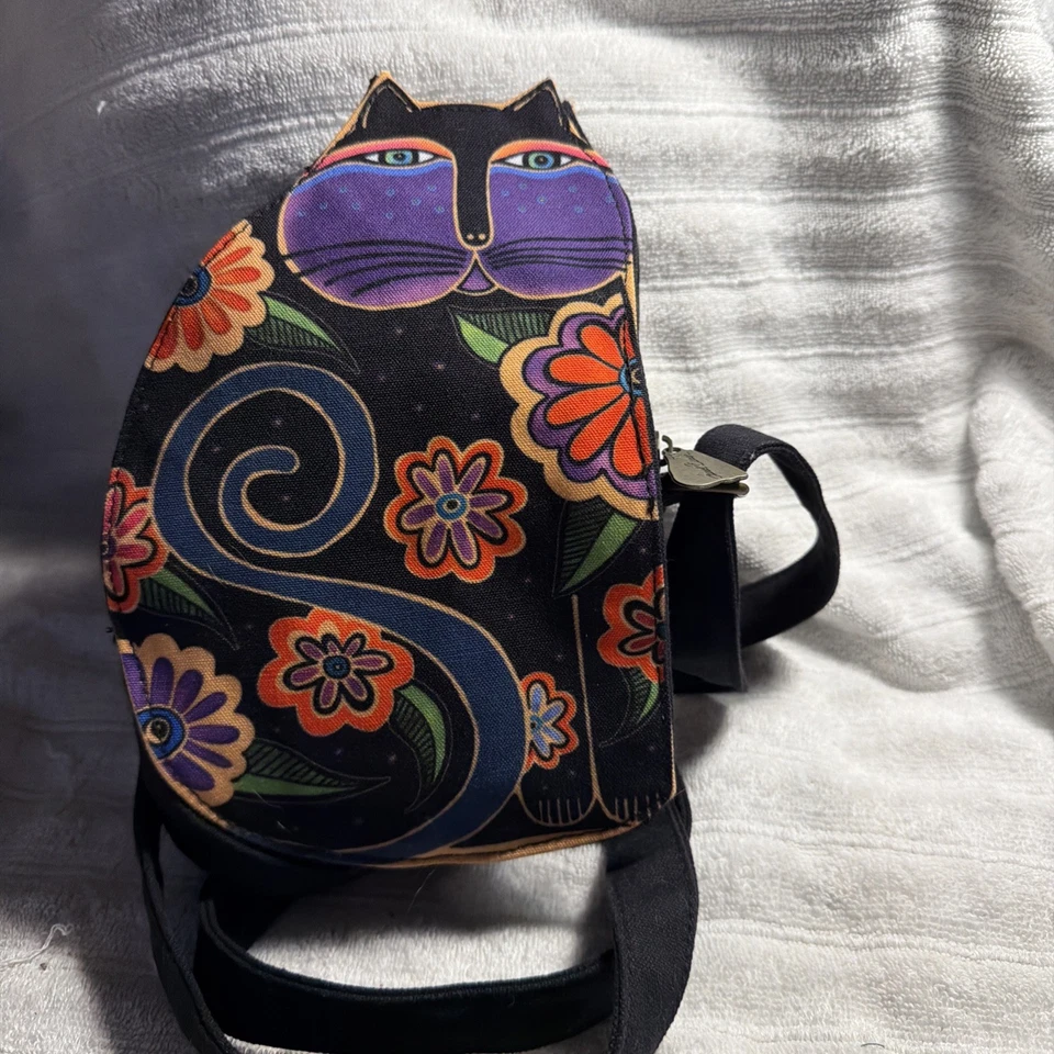 LAUREL BURCH Cutout Feline Friend Cat Shoulder Crossbody Bag Purse Blossoming - Image 3 of 4