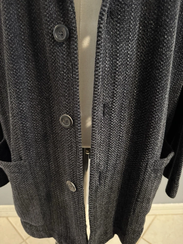 Ermenegildo Zegna Mens Chenille Charcoal Blazer Cardigan Sweater Coat Size 54 XL - Image 3 of 4