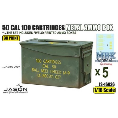 JASON Studio JS-16026 .50 cal 100 cartridges metal ammo box 1:16