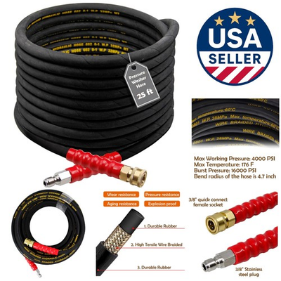 #ad Versatile 25FT Pressure Washer Hose 4000 PSI Ideal for Home amp; Business Use $151.99
