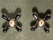 Maniglie Ottone Coppia Per Rubinetto Stile Antico Attacco Millerighi Come Foto 