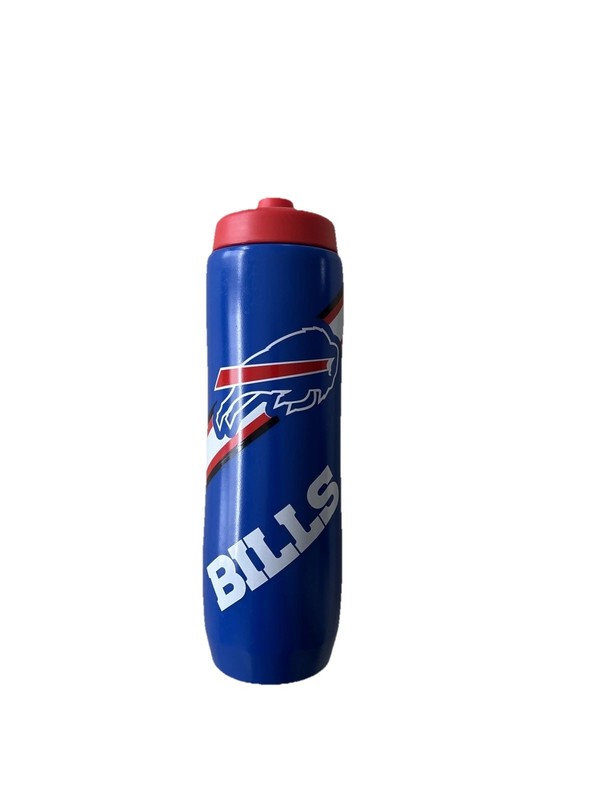 New  Buffalo Bills Squeezy Water Bottle 34oz Plastic Sports Water Bottle 