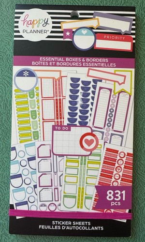 Happy Planner Essential Boxes & Borders Planner Stickers 831 Pieces NEW