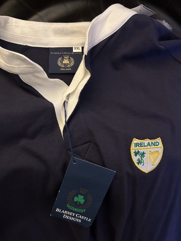 Blarney Castle Men’s XXL Ireland Rugby Polo/Henley Size 2XL Navy Blue NWT
