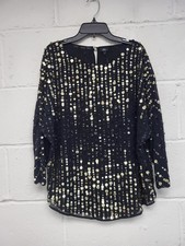 River Island Black Blouse With Gold/Black Sequin 3/4 Sleeve Blouse Size M NWT.PS