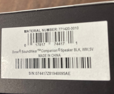 Bose Soundwear Companion Wireless Wearable Speaker Black New Open