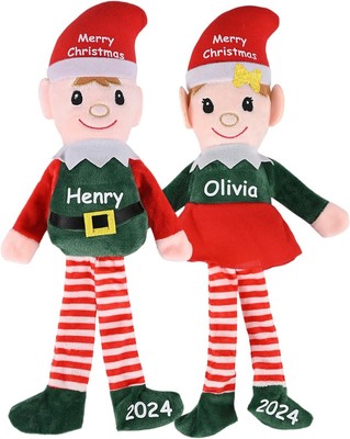Custom Christmas Elf Plush Elves Doll, 14.5'' Personalized Elf Toy with Name Date