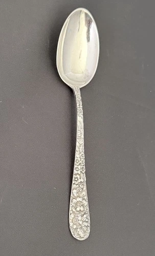 Kirk Stieff ROSE sterling silver repoussé single medium weight teaspoon 5 5/8"